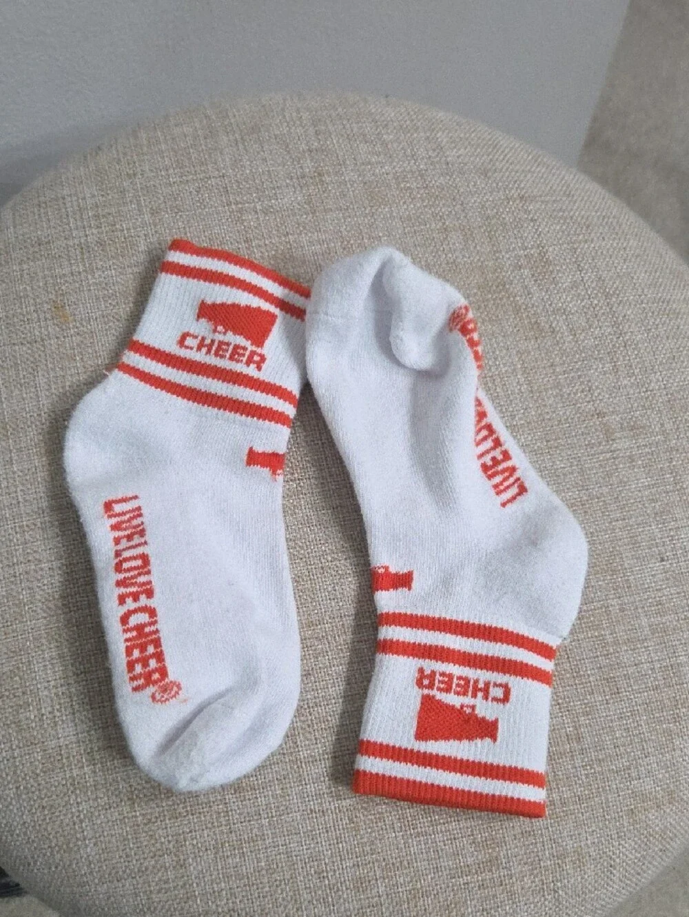 Welcome White & Orange Kids Crew Socks